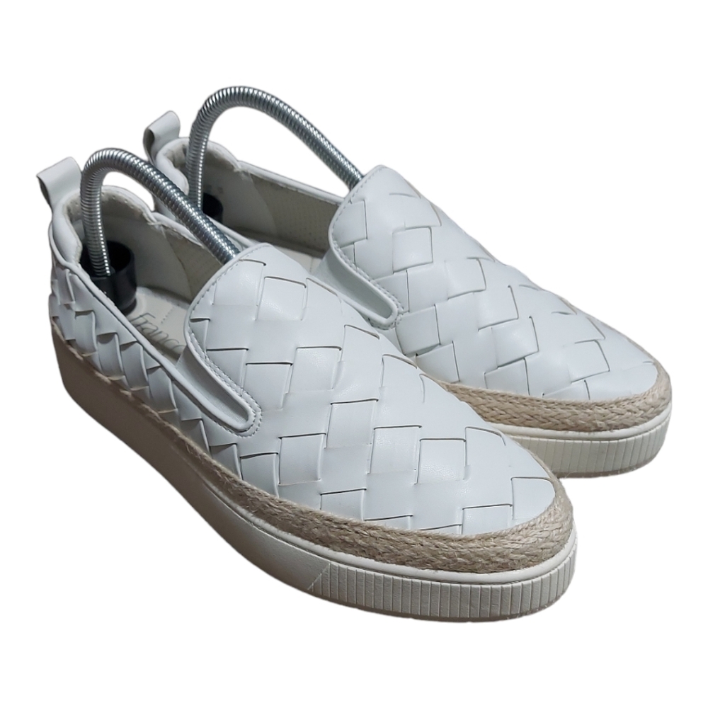Franco Sarto Womens Homer 3 White Espadrilles Size 9 Woven Leather Summer
